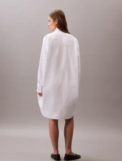 Calvin Klein Jeans naisten paitamekko, COTTON OVERSIZED MINI SHIRTDRESS Valkoinen