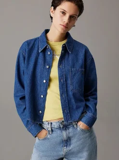 Calvin Klein Jeans naisten farkkupaita, CROPPED DAD DENIM SHIRT Indigo