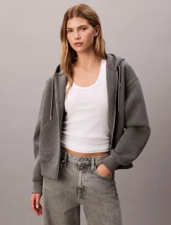 Calvin Klein Jeans naisten huppari, LS SCUBA HOODIE Vaaleanharmaa