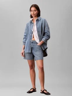 Calvin Klein Jeans naisten farkkupaita DENIM BOYFRIEND SHIRT OVERNIGHT, sininen