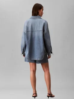 Calvin Klein Jeans naisten farkkupaita DENIM BOYFRIEND SHIRT OVERNIGHT, sininen
