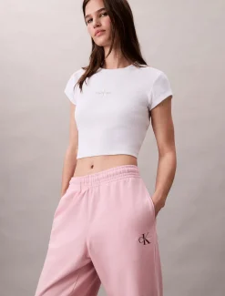 Calvin Klein Jeans naisten collegehousut MONOLOGO FRENCH TERRY JOGGER, vaaleanpunainen
