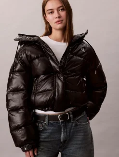 Calvin Klein Jeans naisten talvitakki High Shine Hooded Puffer Jacket, musta