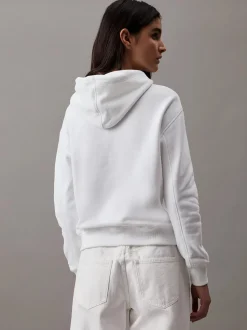 Calvin Klein Jeans naisten huppari, CK EMBROIDERY HOODIE Valkoinen