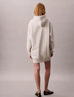 Calvin Klein Jeans naisten collegemekko, LS MONOLOGO PREMIUM TERRY HOODIE Luonnonvalkoinen