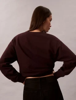 Calvin Klein Jeans naisten collegepaita LS MONOLOGO FRENCH TERRY, tummanruskea