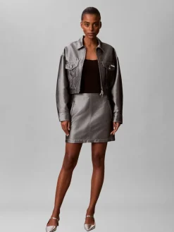 Calvin Klein Jeans naisten hame A LINE SKIRT DENIM SHINE, hopeanharmaa