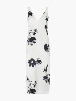 Calvin klein mekko, MODERN FLORAL SLIP DRESS Mustavalkoinen