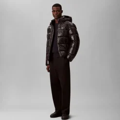 Calvin Klein Menswear LS Glossy Channeled Puffer JKT, musta