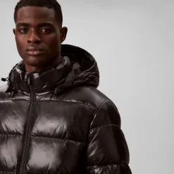 Calvin Klein Menswear LS Glossy Channeled Puffer JKT, musta
