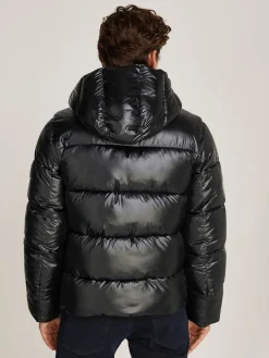 Calvin Klein Menswear Miesten Takki, HOODED QUILT PUFFER MW GLOSS Musta