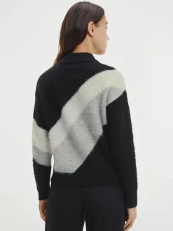 Calvin Klein neulepusero, FLUFFY COLOR BLOCK SWEATER Musta Kuosi