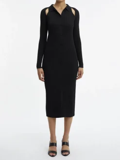 CALVIN KLEIN WOMEN, Naisten Mekko, ICONIC RIB SHIRT MIDI DRESS, Musta