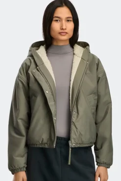 Canada Goose naisten fleecetakki ALBERNI REVERSIBLE FLEECE BOMBER, vihreä