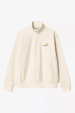 Carhartt miesten collegepaita Half Zip American Script Sweatshirt, luonnonvalkoinen