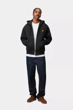 Carhartt miesten huppari Hooded American Script Jacket, musta
