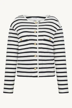 Claire naisten neuletakki, CAISEY GARDIGAN Raidallinen Valkoinen