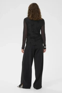 Culture Mascha Mesh O-Neck Blouse, musta