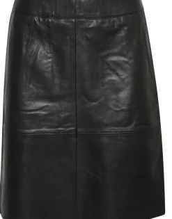 Culture Naisten Hame, CUBERTA LEATHER SKIRT Black