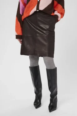 Culture Naisten Hame, CUBERTA LEATHER SKIRT Coffee Bean