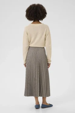 Culture naisten hame, CUCHECKA LONG SKIRT Brown Check