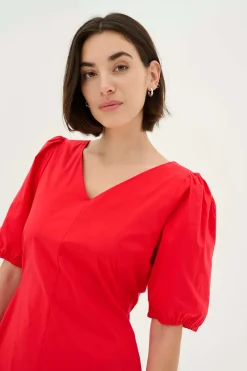 CULTURE, Naisten Mekko, ANTOINETT SS DRESS Fiery Red