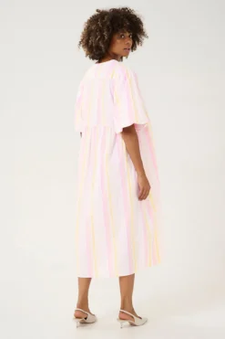 Culture naisten mekko, CUBEHA DRESS Pink/Yellow/Lavender