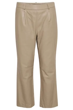 Culture Naisten Nahkahousut, Benja Leather Pant Vaalea Beige