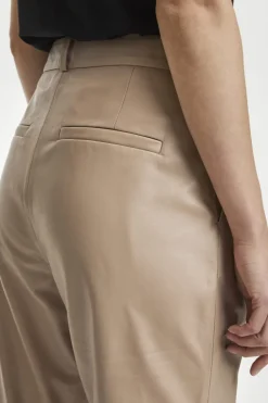 Culture Naisten Nahkahousut, Benja Leather Pant Vaalea Beige