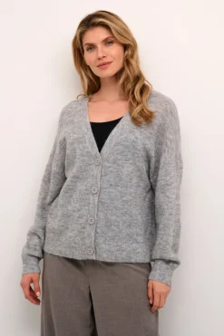 Culture Naisten Neuletakki, K-CACHEIA CARDIGAN Light Grey Melange