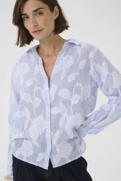 Culture naisten paitapusero Cuzanday Shirt, sinivalkoinen raita