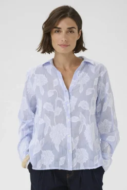 Culture naisten paitapusero Cuzanday Shirt, sinivalkoinen raita