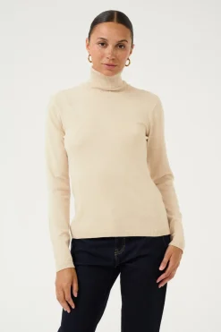 Culture Naisten Poolokauluksellinen Neule, ANNEMARIE ROLLNECK Warm Sand Melange
