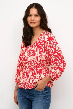 Culture Naisten Pusero, JENNY BLOUSE Punainen Kuosi
