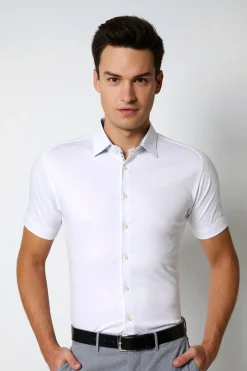 Desoto miesten lyhythihainen kauluspaita, 74532-3-0 SS WHITE Valkoinen