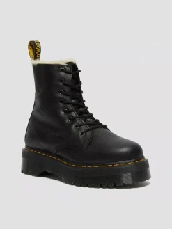 Dr. Martens naisten lämpövuorelliset platform maiharit, Jadon Faux Fur Lined Leather Platform Boots, Musta