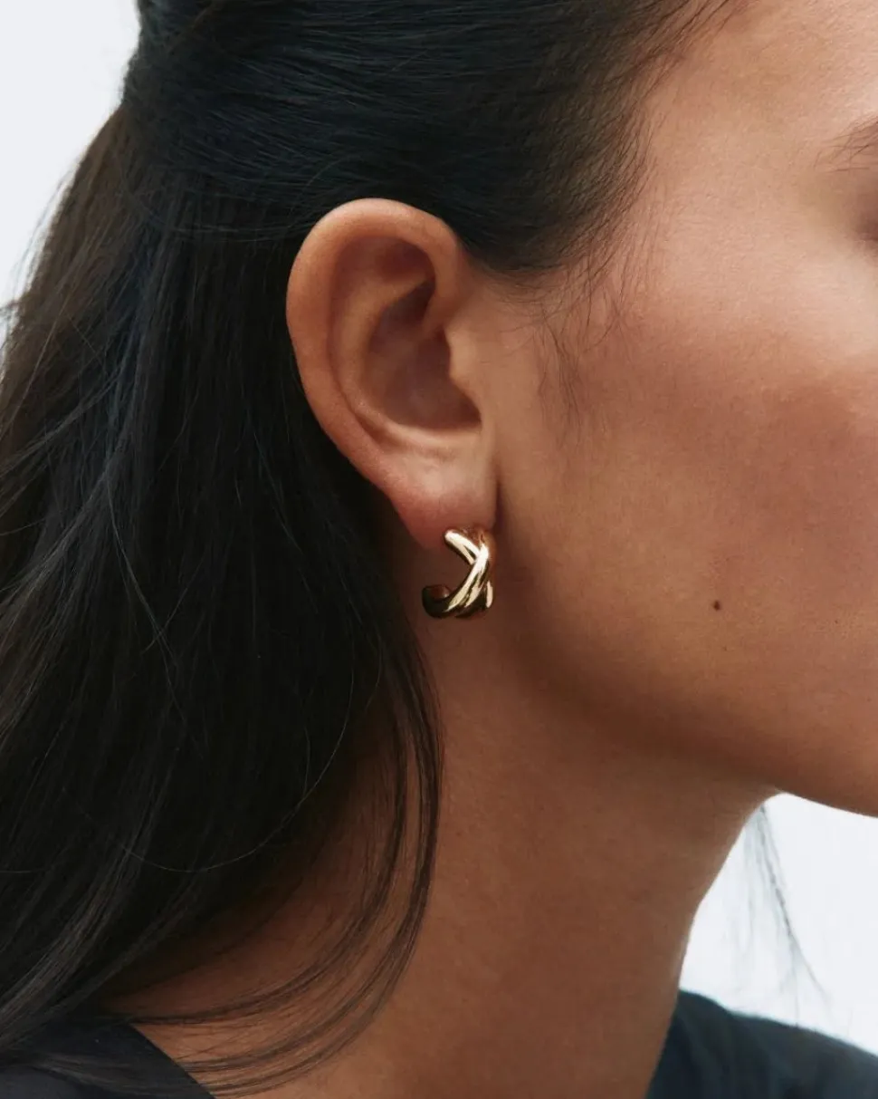 Edblad korvakorut Alexa Hoops L, Gold pleated