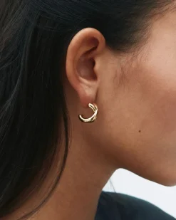 Edblad korvakorut Alexa Hoops L, Gold pleated