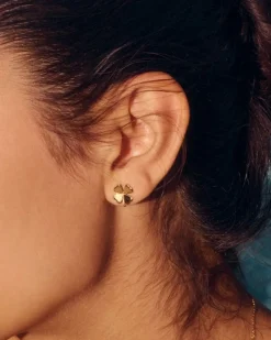 Edblad korvakorut Lucky Studs Gold, Gold pleated