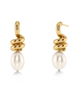 Edblad korvakorut Swivel Earrings Pearl L, Gold pleated