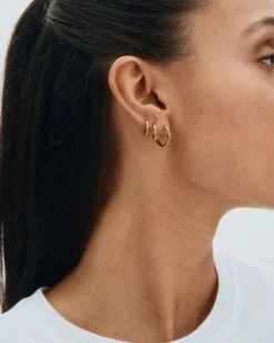 Edblad korvakorut Triple Pair Hoops, Gold pleated