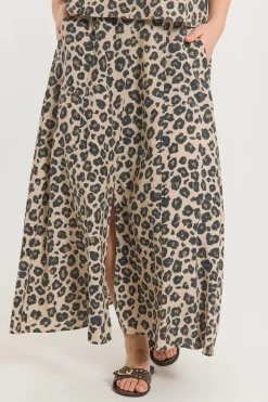 Freequent naisten hame, LAVISCO SKIRT Ruskea Kuosillinen