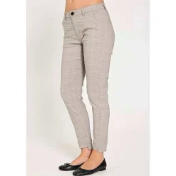 Freequent naisten housut, REX PANT Beige Ruutu