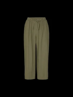 Freequent Naisten housut LA PANT 7/8 LINEN Khaki