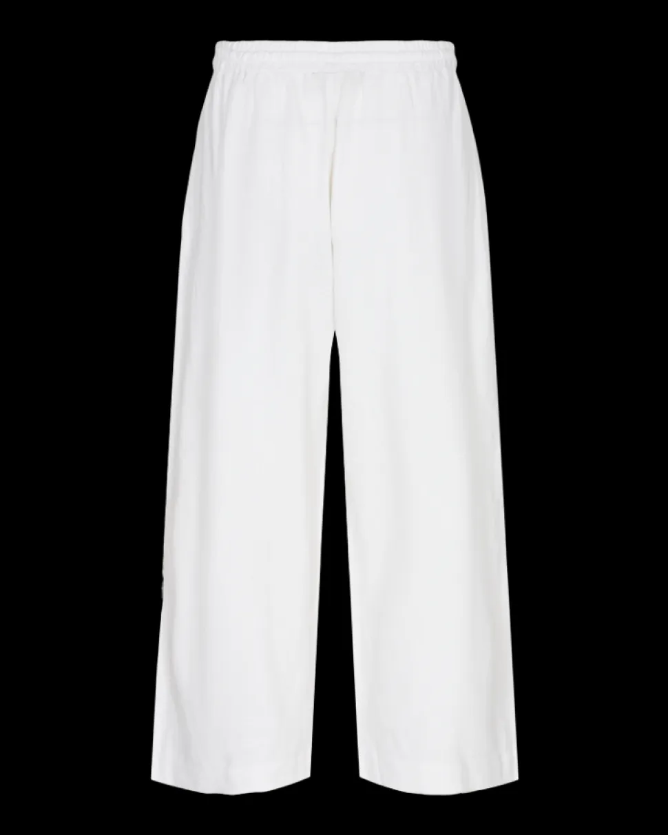 Freequent Naisten housut LA PANT 7/8 LINEN Valkoinen