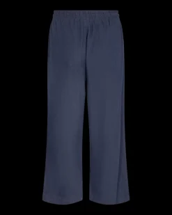 Freequent Naisten housut LA PANT 7/8 LINEN Tummansininen