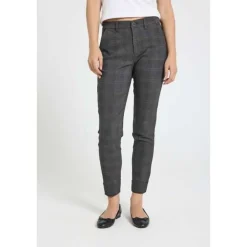 Freequent Naisten Housut, REX PANT Beige Ruutu