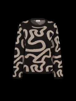 Freequent Naisten Neule, ANI PULLOVER Musta Kuosi