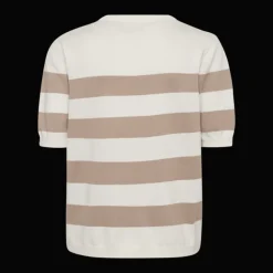 Freequent naisten neulepusero, PIXIE PU Raidallinen Beige