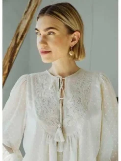 Freequent Naisten Pusero, REVA BLOUSE Luonnonvalkoinen